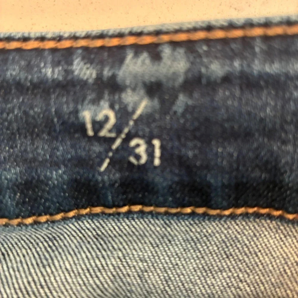 Liverpool Jeans Womens 12/31 Dark Blue Straight Leg Whiskered Stretch Cropped - Picture 10 of 16